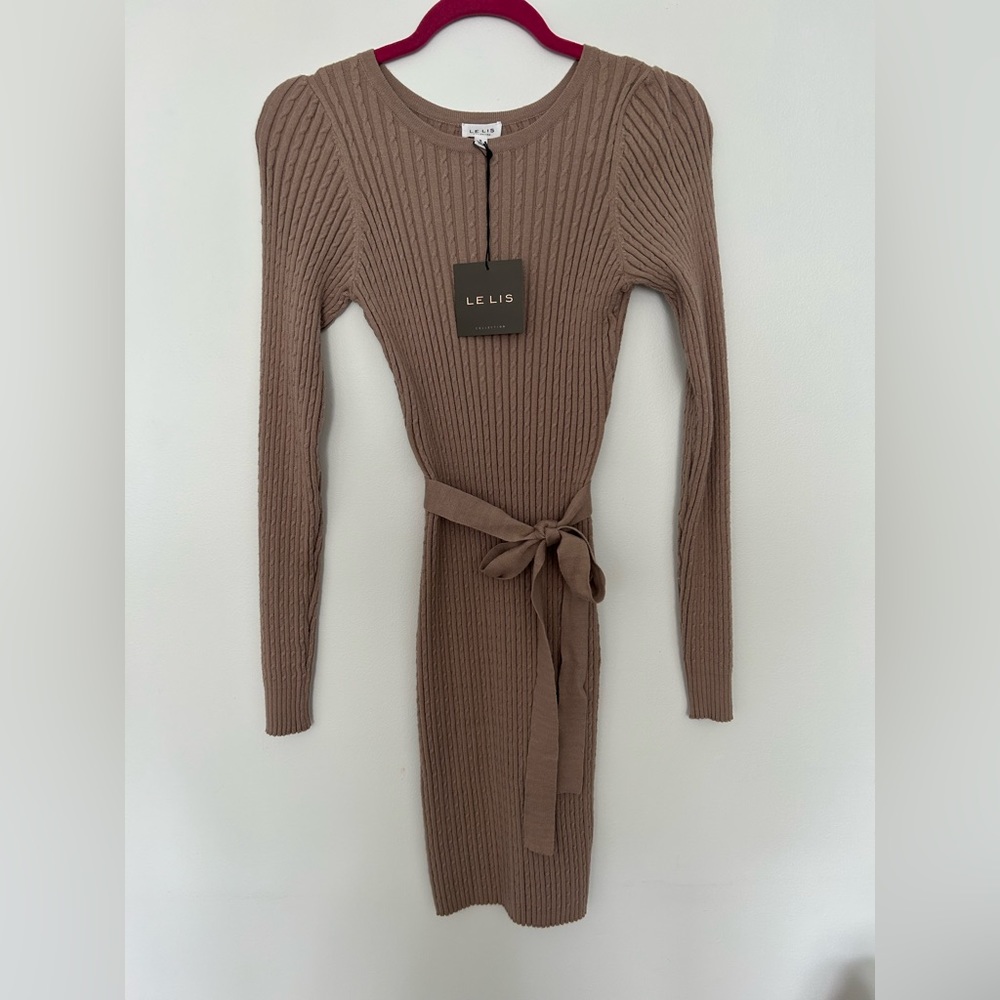 Mocha Cable Sweater Dress